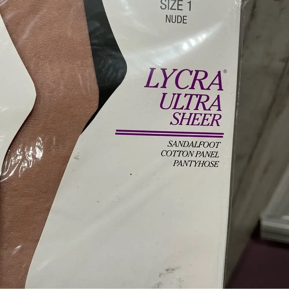 New! On The Go! Lycra Ultra Sheer Pantyhose Size 1 Control Top Nude Made USA